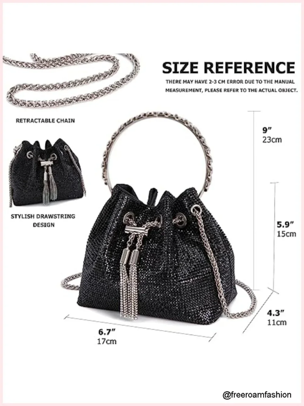 10,000 Crystal Rhinestone Clutch Purse Sparkly Evening Handbag Tassel